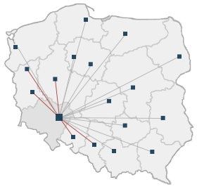Mapa Polski: Zasięg terytorialny świadczonych usług